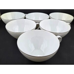 MINT! Set of 6 Vintage Style House Fine China Platinum Ring Cups Made in Japan